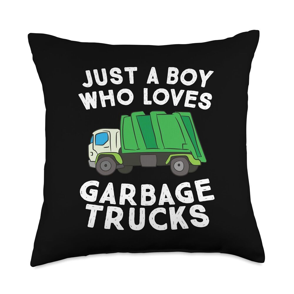 9776 Garbage Truck Just A Boy Who Loves Garbage Trucks Throw Pillow